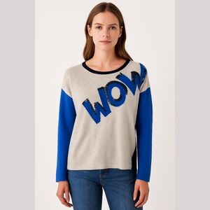 Luisa Cerano Wool Colourblock WOW Sequin Appliqué Sweater Size 14